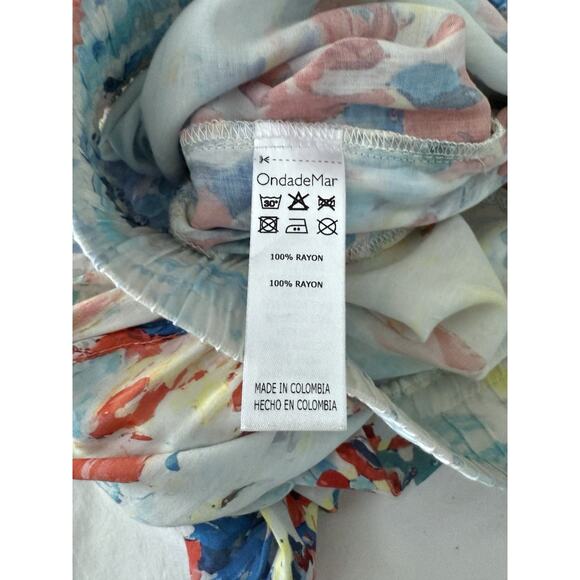 OndadeMar Small Drawstring Semi Sheer Rayon Abstract Jogger Pants Swim Cover - Picture 8 of 11